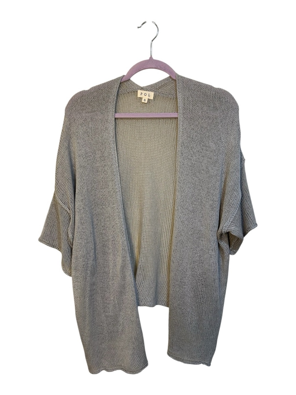 POL Gray Short-Sleeve Open-Front Cardigan